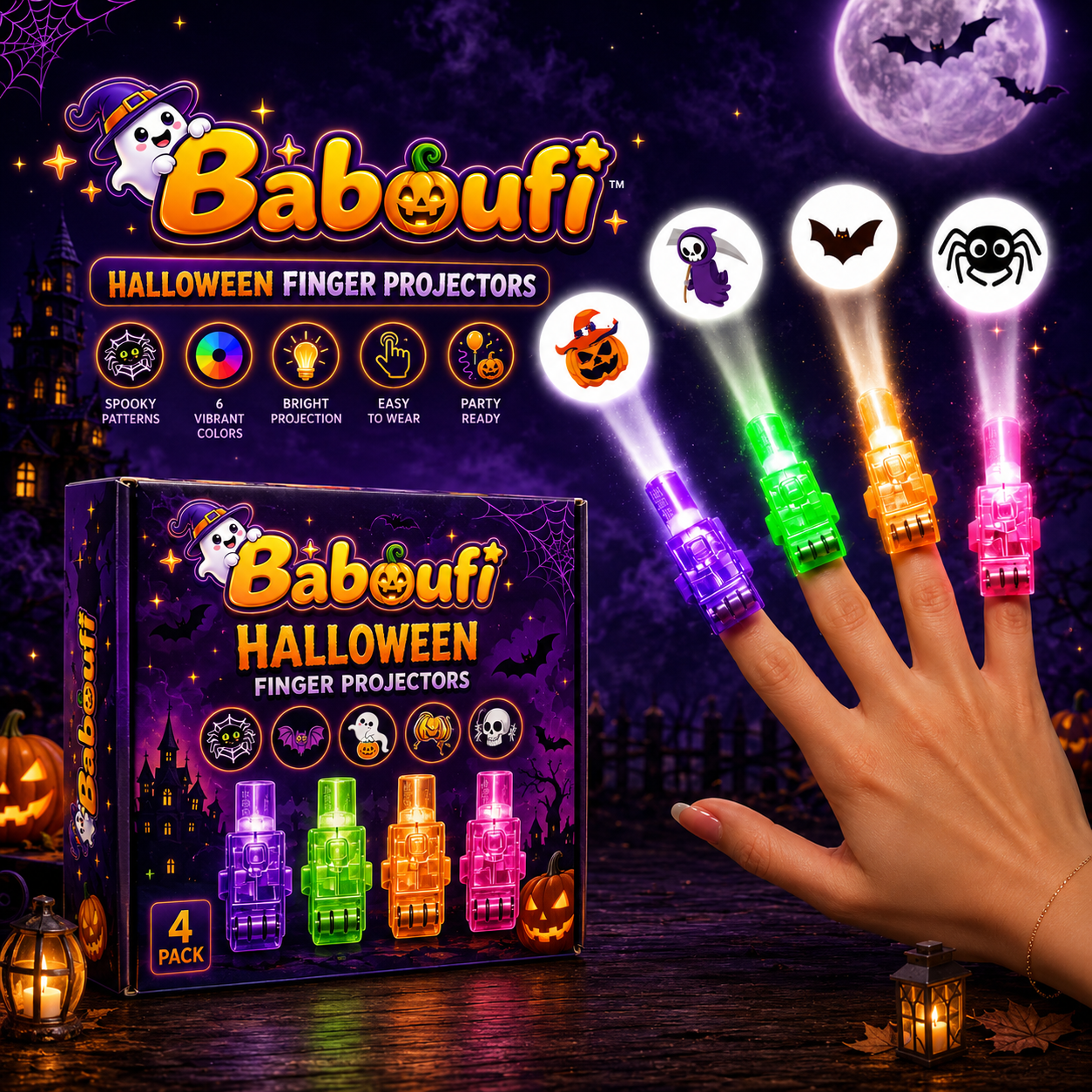 SpookBeam™ - Halloween Finger Projectors